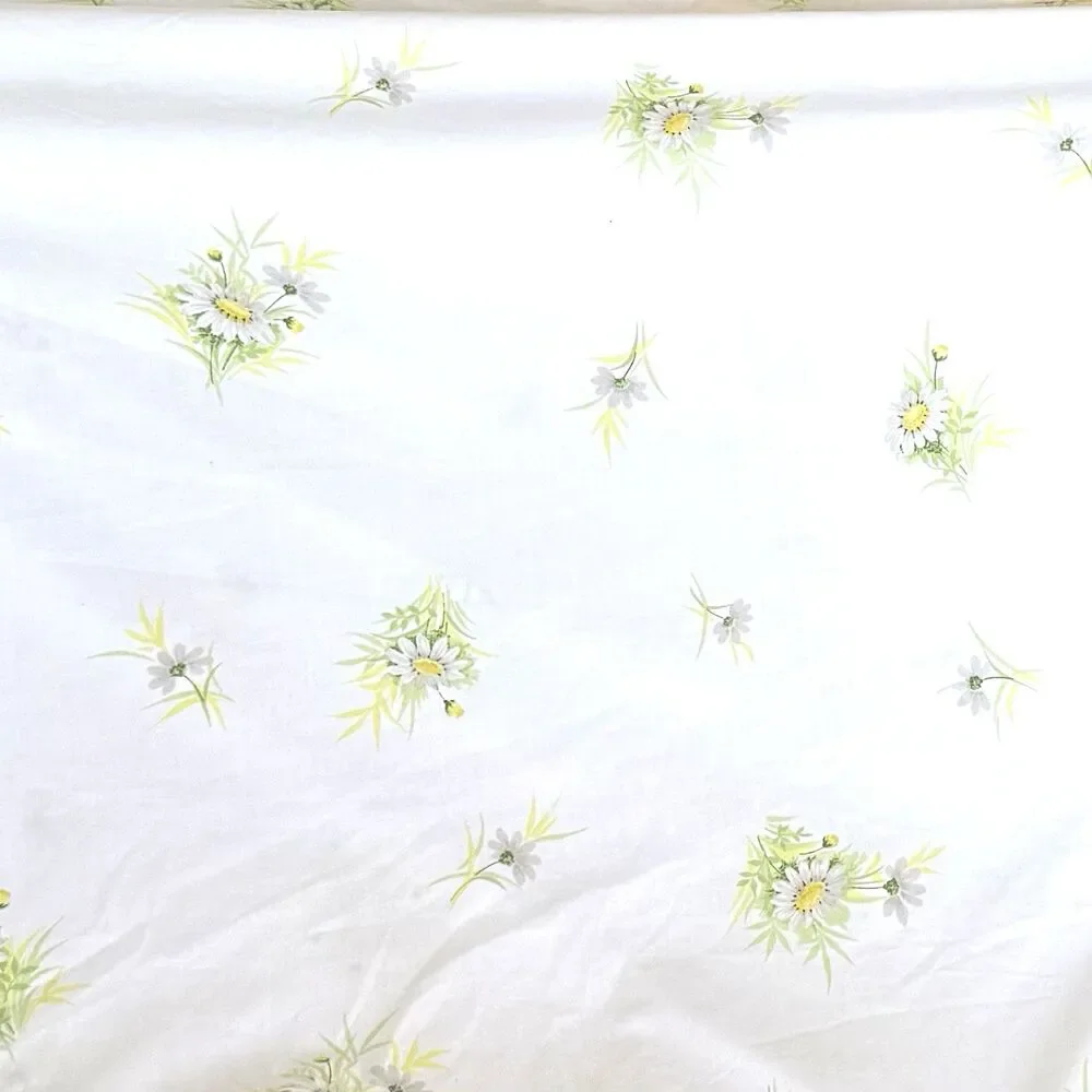 Vtg 70s Springmaid Double Fitted Sheet Flowers MCM Yellow Daisy Cottagecore USA